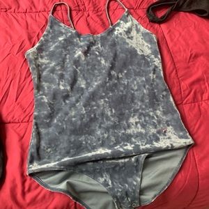 American eagle blue velvet crushed bodysuit